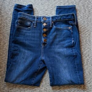 Banana Republic Medium Wash Button Fly Blue High-Waisted Skinny Jeans 28R